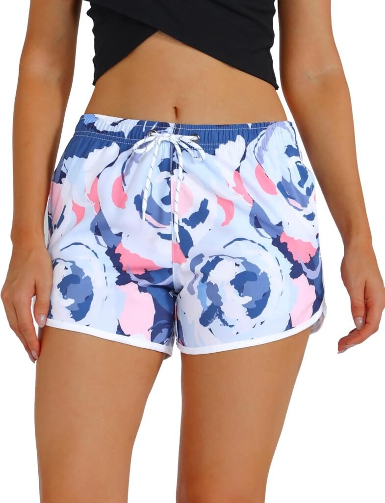 APTRO Womens Quick Dry Board Shorts Floral Beach Shorts Swim Shorts with Pockets