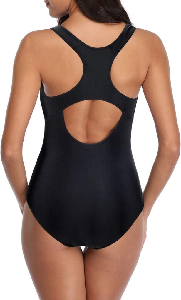 Athletic One Piece Swimsuit Women Racer Back Color Block Bathing Suit