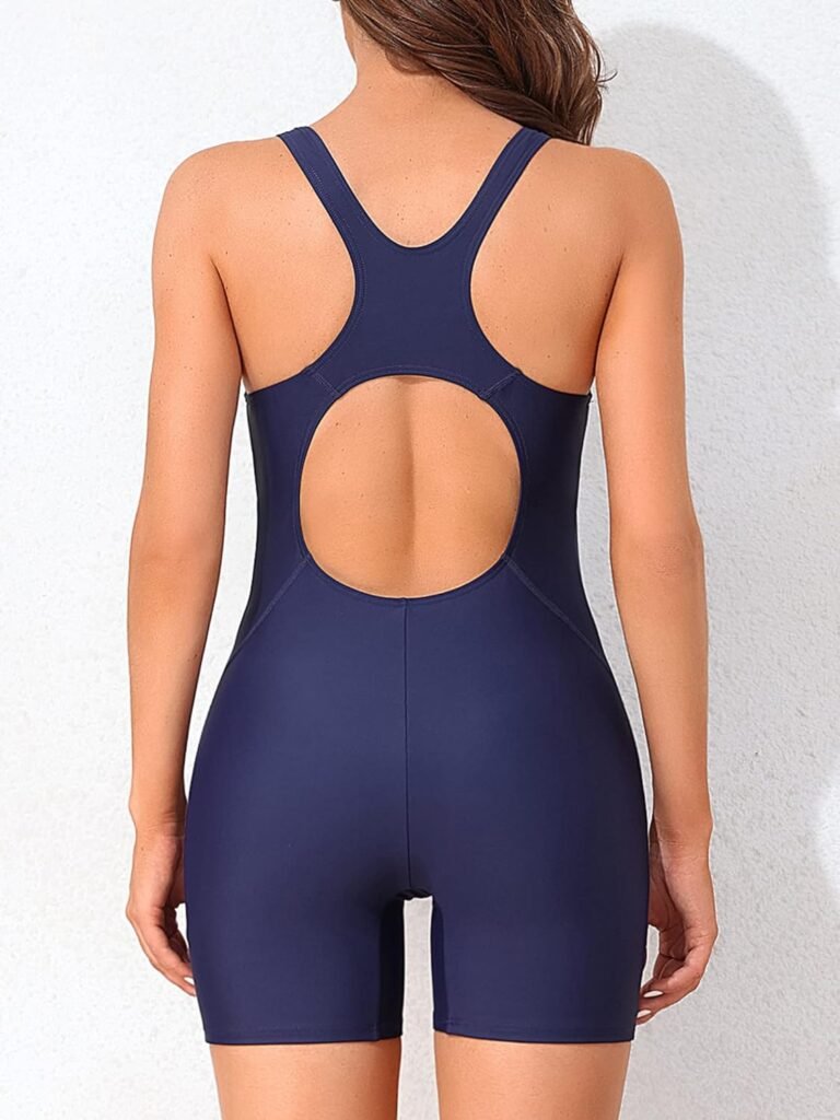 ATTRACO Womens One Piece Swimsuit Boyleg Racerback Athletic Training Bathing Suit
