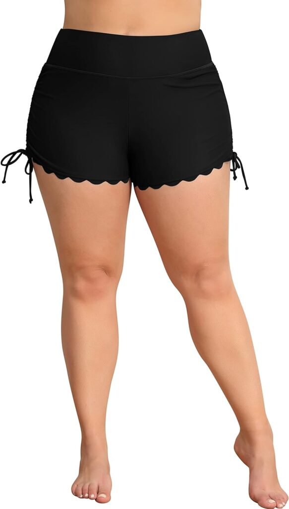 ATTRACO Womens Plus Size Swim Shorts High Waisted Swimsuit Shorts Boyleg Swim Bottoms