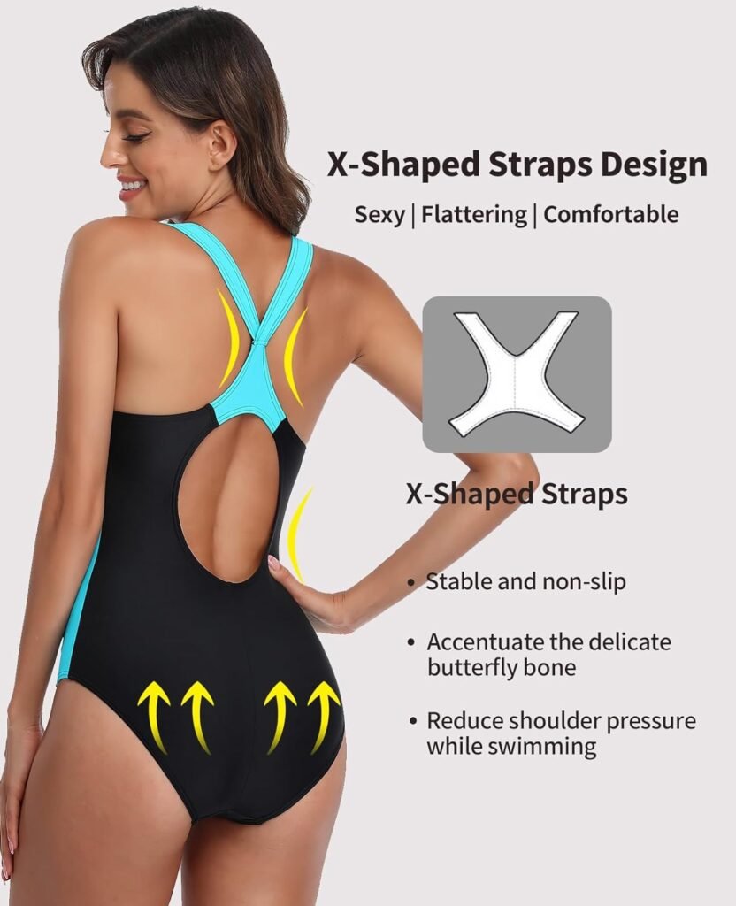 beautyin Womens One Piece Sport Swimsuit Water Aerobic Bathing Suit Lap Swimwear