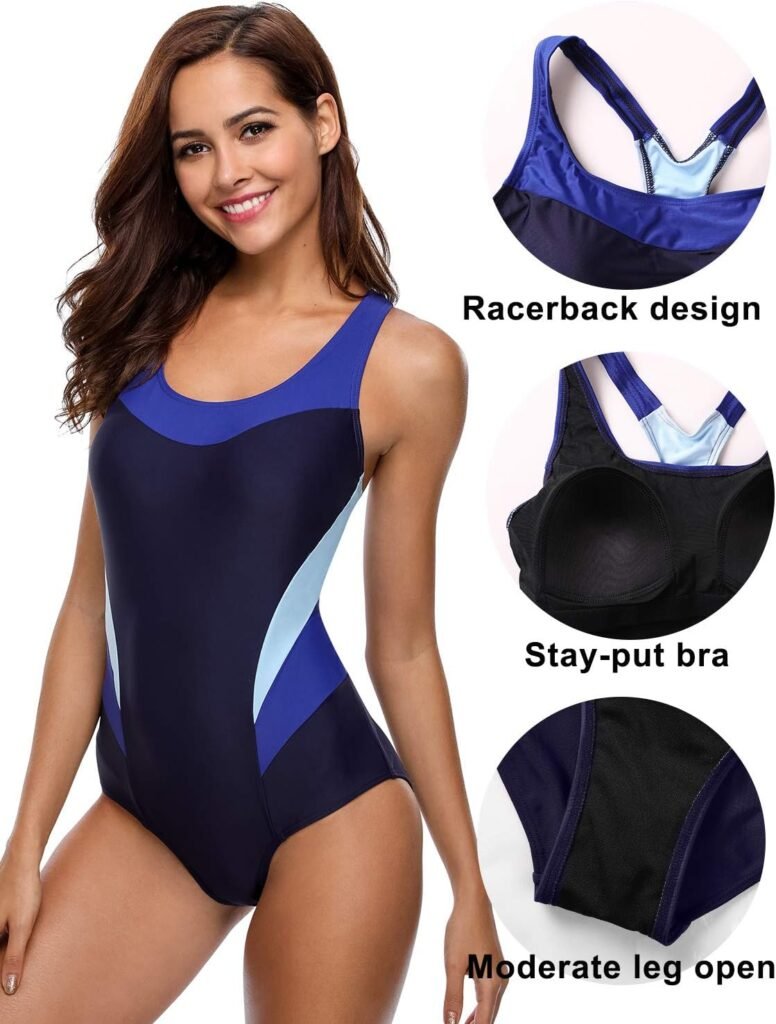 beautyin Womens Pro One Piece Athletic Bathing Suit Color Block Swimsuit