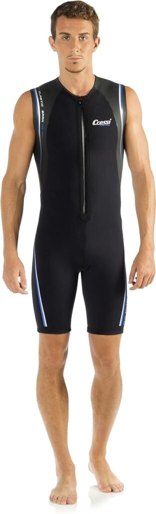 Cressi 2 mm Short Neoprene Wetsuit for Swimming, Snorkeling, Paddleboarding - Ergonomic Cuts with Front-Zip