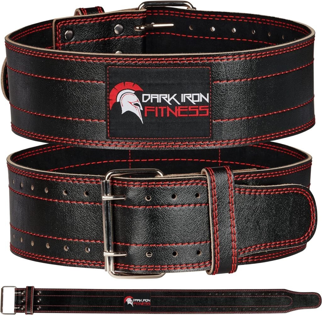 Dark Iron Fitness Weight Lifting Belt for Men  Women - 100% Leather Gym Belts for Weightlifting, Powerlifting, Strength Training, Squat or Deadlift Workout up to 600 Lbs