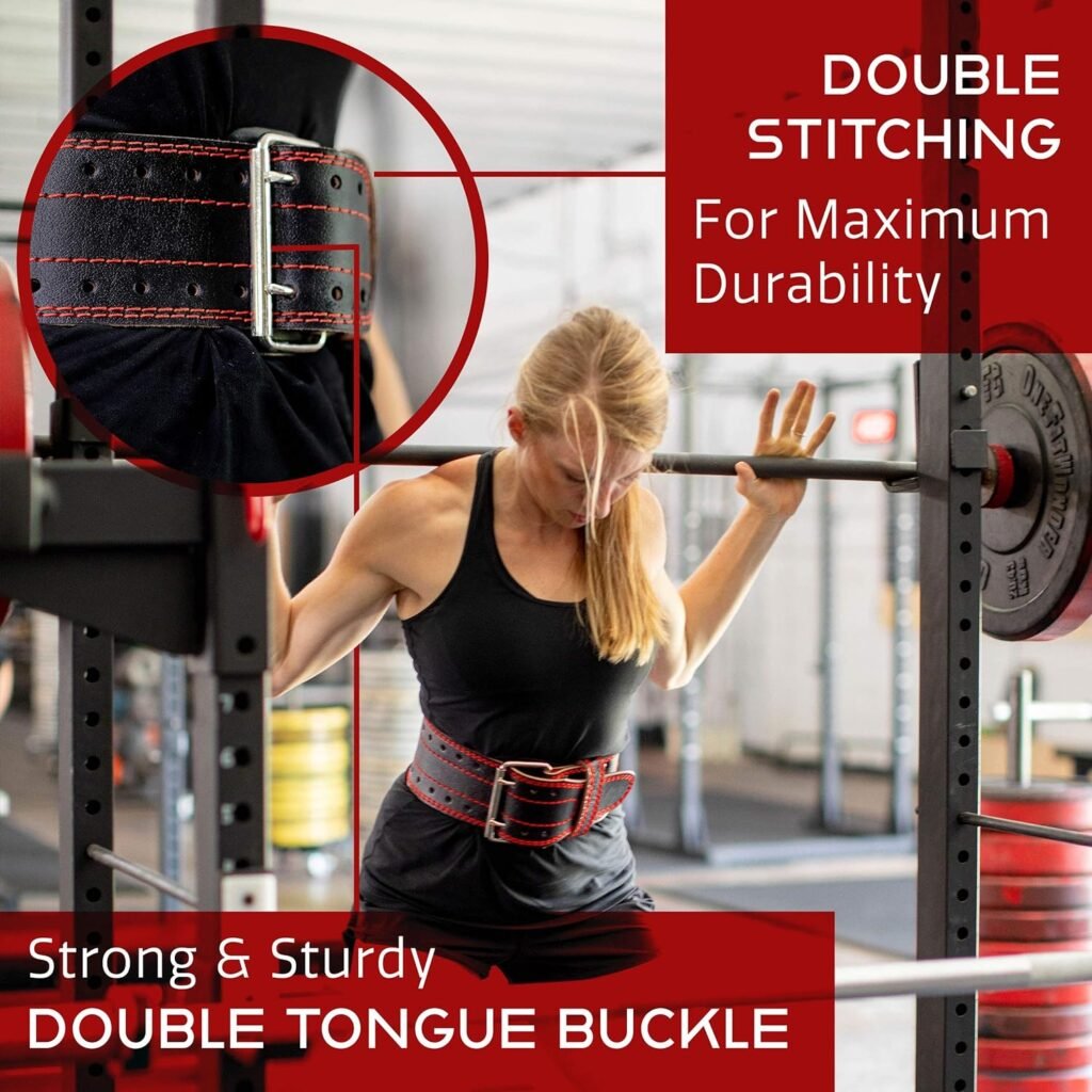 Dark Iron Fitness Weight Lifting Belt for Men  Women - 100% Leather Gym Belts for Weightlifting, Powerlifting, Strength Training, Squat or Deadlift Workout up to 600 Lbs