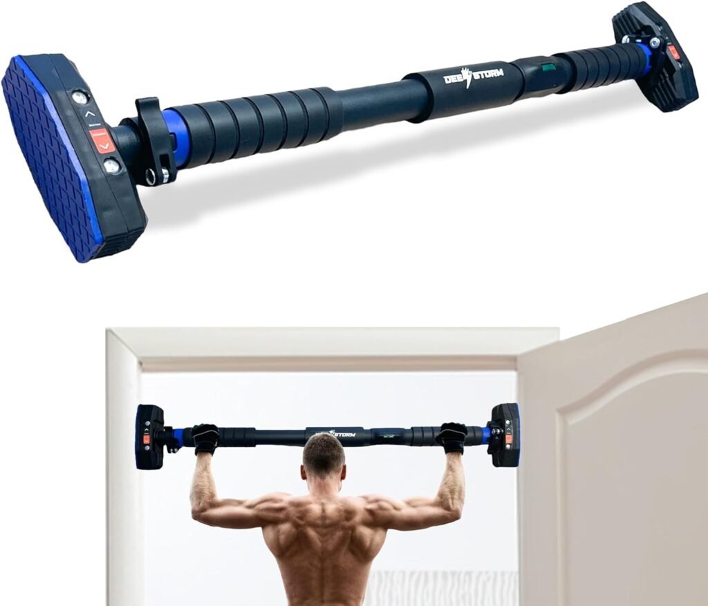 DeeStorm Adjustable Pull-up Bar for Doorway - Perfect for Upper Body Exercises, including Pull-ups, Chin-ups, and Strength Training - No Drilling Installation - Home Gym Workout Equipment