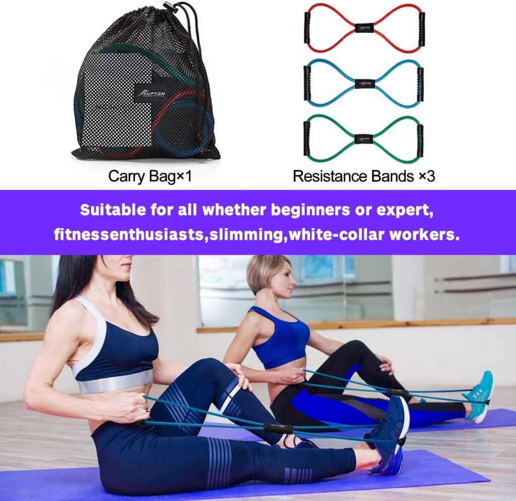 Figure 8 Resistance Band, Resistance Bands for Women Men, 8 Shaped Resistance Band for Arms, Chest Expander, Yoga Gym Fitness Pulling Rope 8 Word Elastic for Exercise Muscle Training Tubing