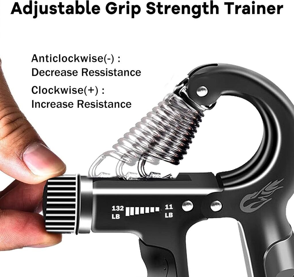 FLYFE Grip Strength Trainer, Plastic, 2 Pack 11-132 lbs, Forearm Strengthener, Hand Squeezer Adjustable Resistance, Hand Grip Strengthener for Muscle Building and Injury Recovery