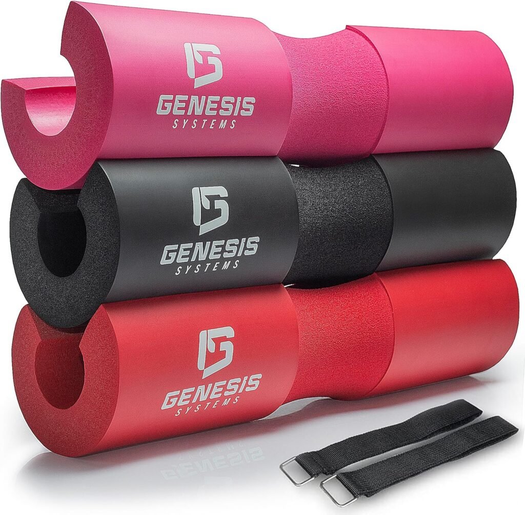 GENESIS SYSTEMS Squat Pad Barbell Pad for Hip Thrusts Squats Lunges Glute Bridge - Foam Pad for Weight Lifting Neck Shoulder Support - Barbell Cushion Hip Thrust Pad for Standard and Olympic Bars