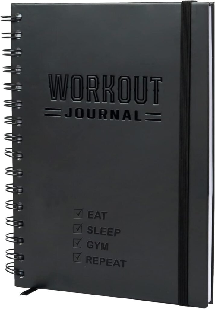 Hardcover Fitness Journal Workout Planner for Men  Women - A5 Sturdy Workout Log Book to Track Gym  Home Workouts