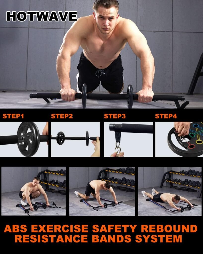 HOTWAVE Portable Exercise Equipment with 16 Gym Accessories.20 in 1 Push Up Board Fitness,Resistance Bands with Ab Roller Wheel,Full Body Workout at Home,Patent Pending