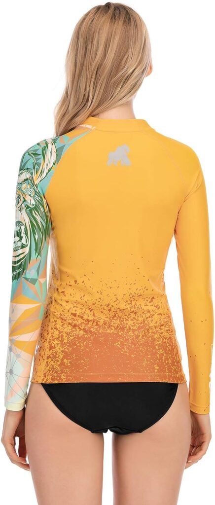 HUGE SPORTS Womens Rash Guard Long Sleeve Sun Protection UPF 50+ Swimwear Shirts Quick Dry Swimsuit Surf Top