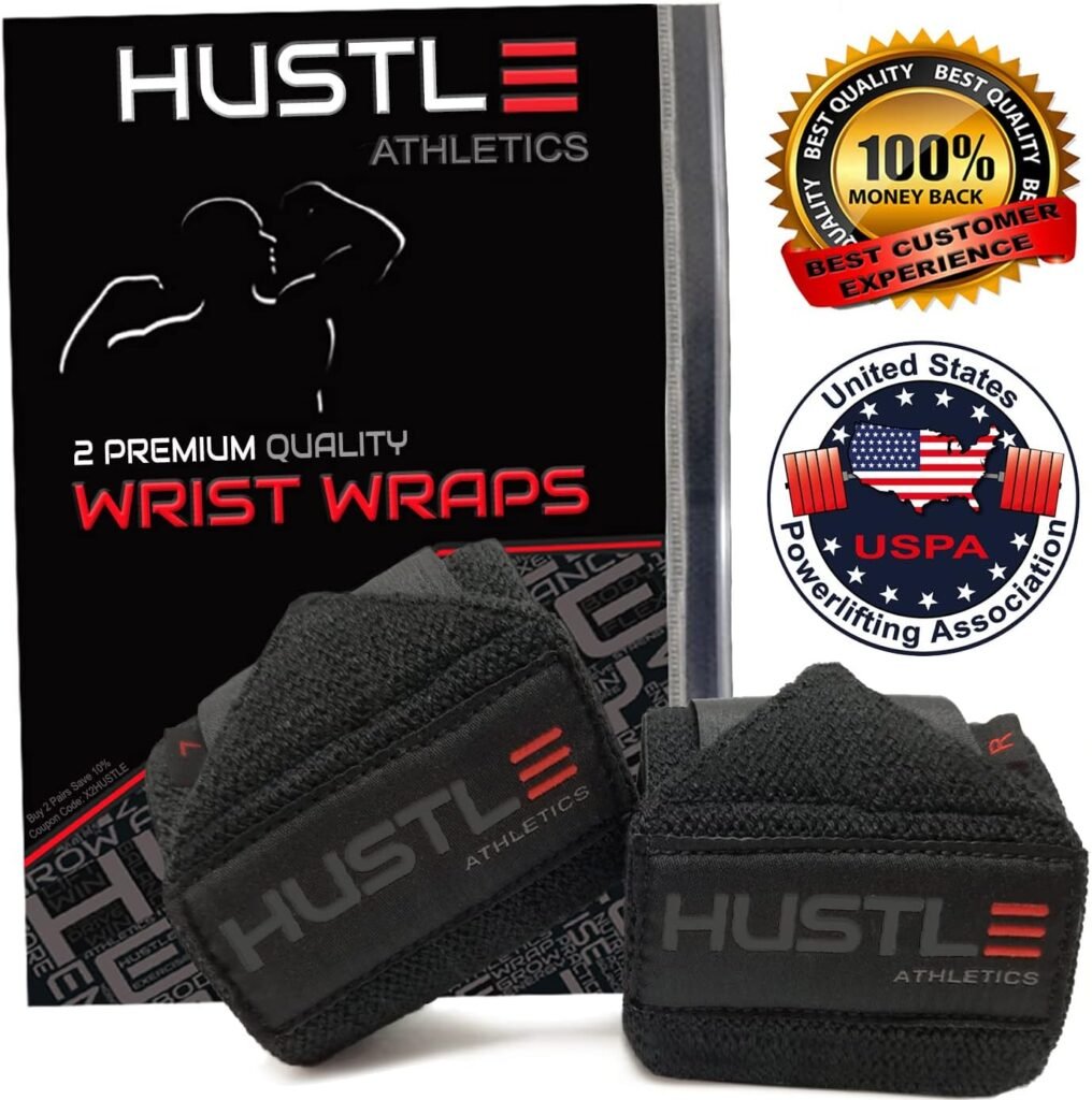 Hustle Athletics Wrist Wraps Weightlifting - Best Support For Gym  Crossfit - Brace Your Wrists To Push Heavier, Avoid Injury  Improve Your Workout Instantly - For Men  Women