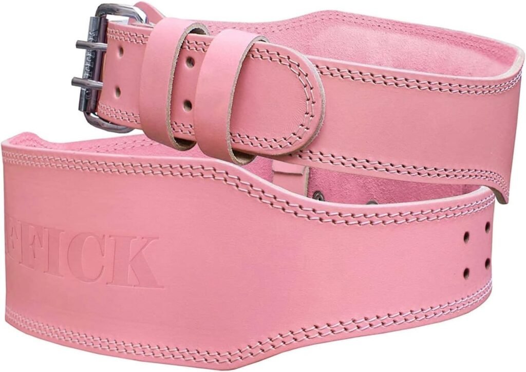 Jaffick Weight Lifting Belt For Ladies (4 Wide) Pink Purple Leather Gym Belts Lower Waist Back Support For Women Men Fitness Squat Deadlift Heavy Duty Cross Training Gym Powerlifting Workout