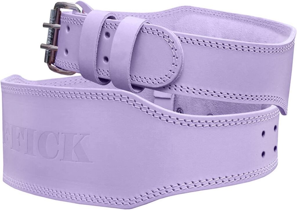 Jaffick Weight Lifting Belt For Ladies (4 Wide) Pink Purple Leather Gym Belts Lower Waist Back Support For Women Men Fitness Squat Deadlift Heavy Duty Cross Training Gym Powerlifting Workout