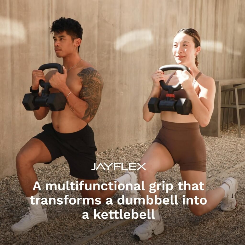 Jayflex Hyperbell Dumbbell Converter - Convert Dumbbells to Barbell Set and Kettlebell for Home Fitness - Adjustable  Up to 200 lb Capacity Weight Barbell for Weight Lifting