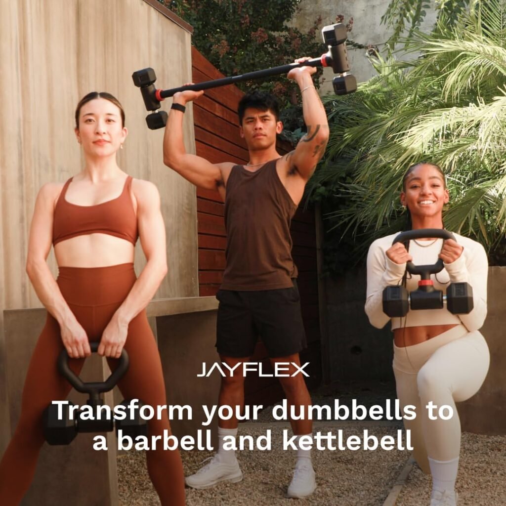 Jayflex Hyperbell Dumbbell Converter - Convert Dumbbells to Barbell Set and Kettlebell for Home Fitness - Adjustable  Up to 200 lb Capacity Weight Barbell for Weight Lifting