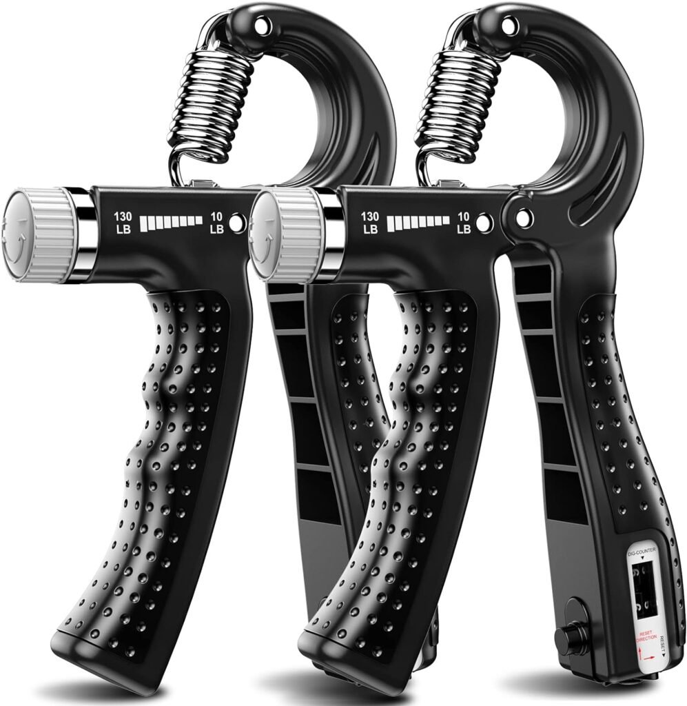 KDG Hand Grip Strengthener 2 Pack Adjustable Resistance 10-130 lbs Forearm Exerciser，Grip Strength Trainer for Muscle Building and Injury Recovery for Athletes