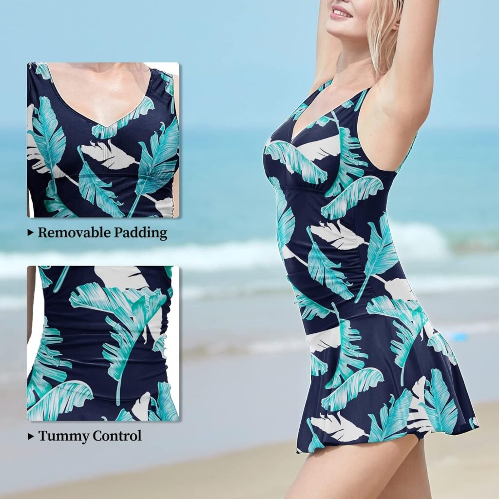 MiYang Womens Plus-Size Flower Printing Shaping Body One Piece Swim Dresses Swimsuit