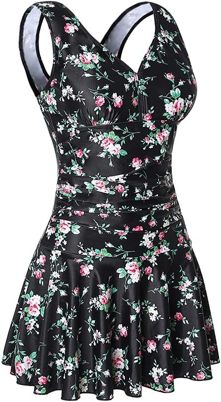 MiYang Womens Plus-Size Flower Printing Shaping Body One Piece Swim Dresses Swimsuit