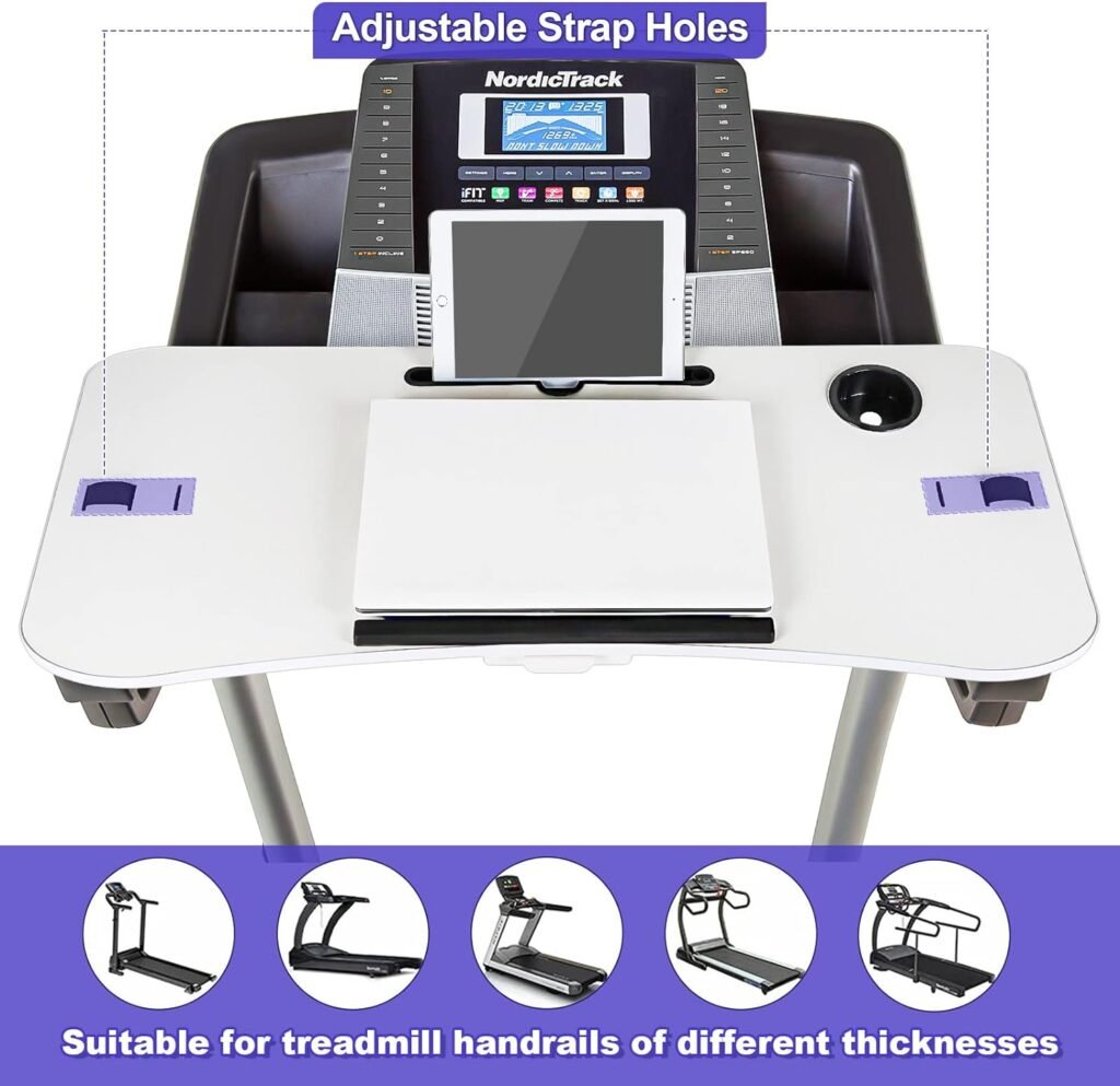 Natheeph Treadmill Desk Attachment, Ergonomic Platform for Laptops, Tablets, Notebooks and More, with Non-Slip Pads and Drawers, Suitable for Treadmills with Armrests