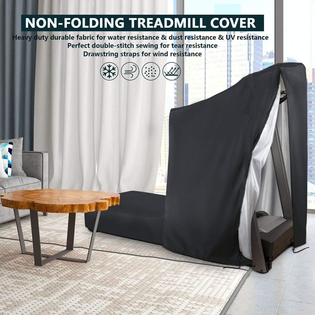 POMER Treadmill Covers, Dustproof Waterproof Non-Folding Running Machine Protective Cover with Zipper - Ideal for Indoor Outdoor Home Treadmill Use