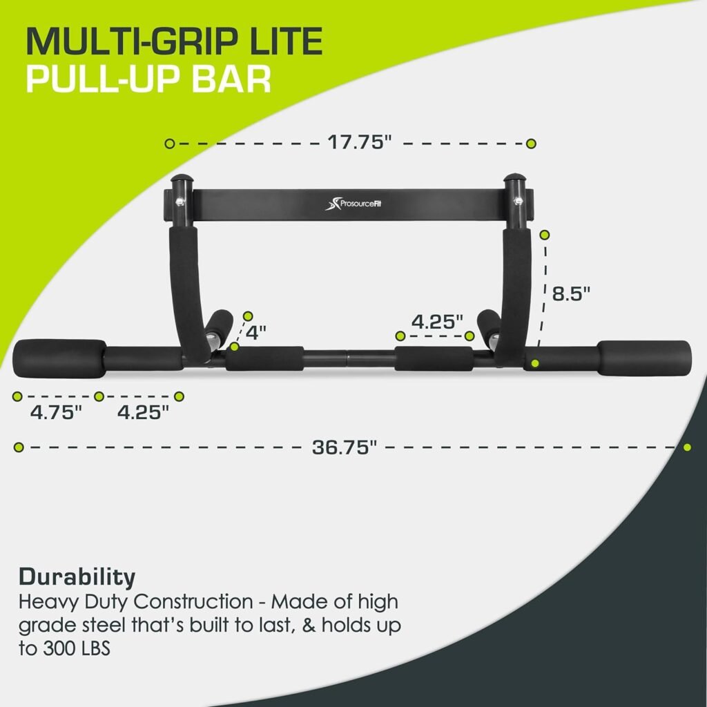 ProsourceFit Multi-Grip Chin-Up and Pull-Up Bar Heavy Duty Doorway Trainer for Home Gym