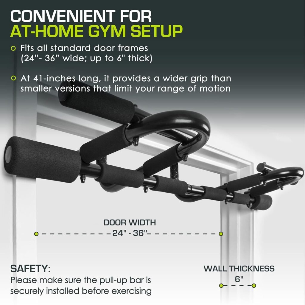 ProsourceFit Multi-Grip Chin-Up and Pull-Up Bar Heavy Duty Doorway Trainer for Home Gym