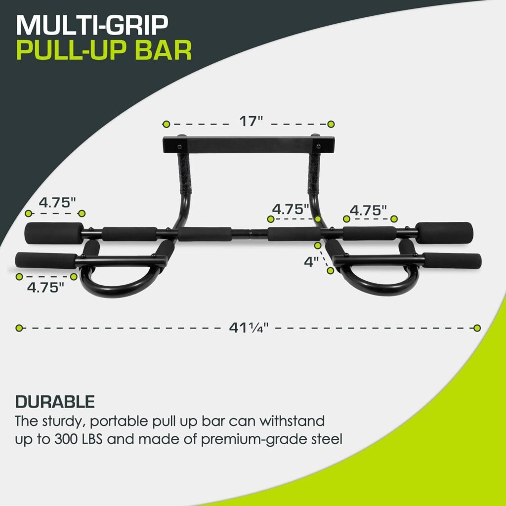 ProsourceFit Multi-Grip Chin-Up and Pull-Up Bar Heavy Duty Doorway Trainer for Home Gym