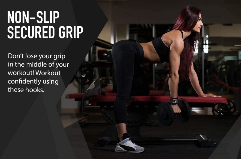 RIMSports Weight Lifting Hooks Heavy Duty Lifting Wrist Straps for Pull ups Deadlift Straps for Power Lifting Lifting Grips with Padded Workout Straps for Weightlifting Gym Gloves for Men and Women