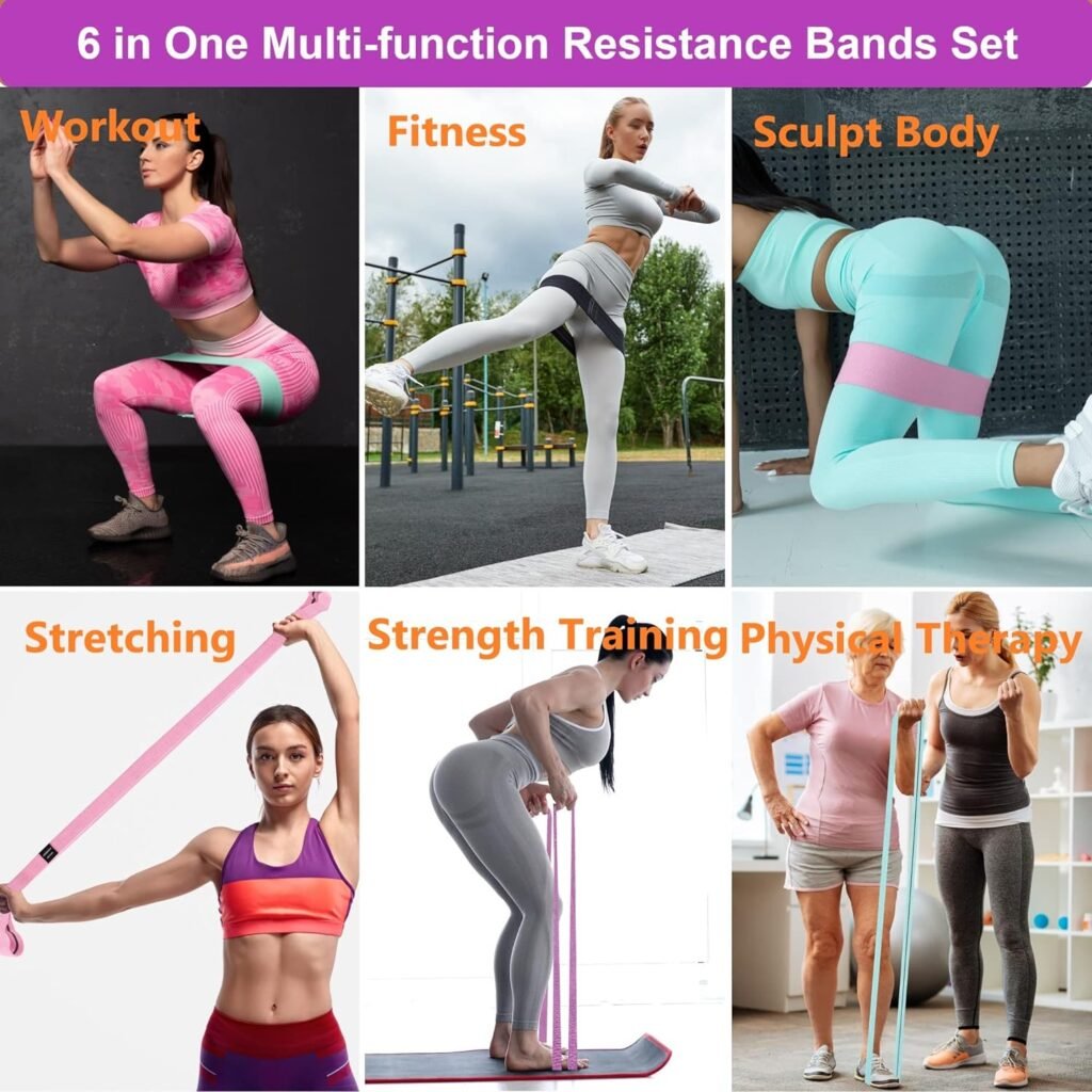 STANDROCK Resistance Bands for Working Out,6pcs Fabirc Resistance Band Set | 3pcs Booty Bands 3pcs Long Resistance Bands | Full Body Elastic Bands for Exercise Bands Workout Bands Resistance