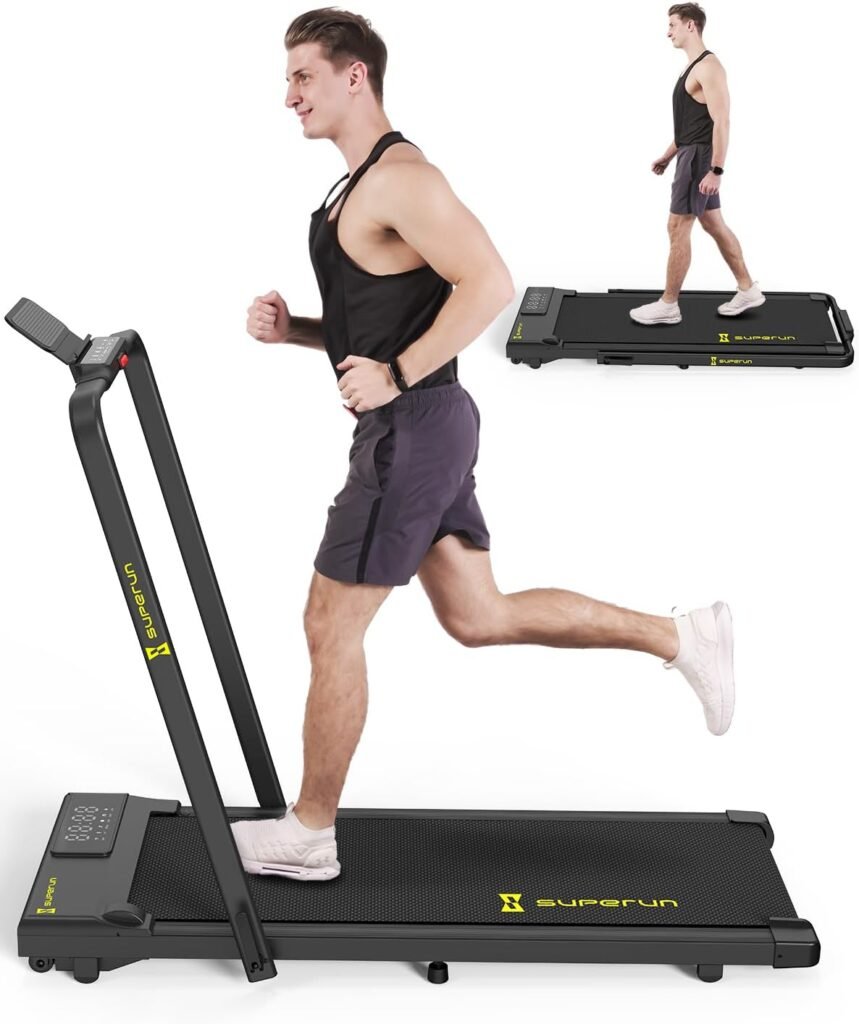 SupeRun 3 in 1 Folding Treadmills for Home Office Easy to Store, 3.0HP Powerful and Quiet Motor Under Desk Treadmill with 300LBs Capacity, Larger Walking Pad with Adjustable Armrest Safer and Comfort