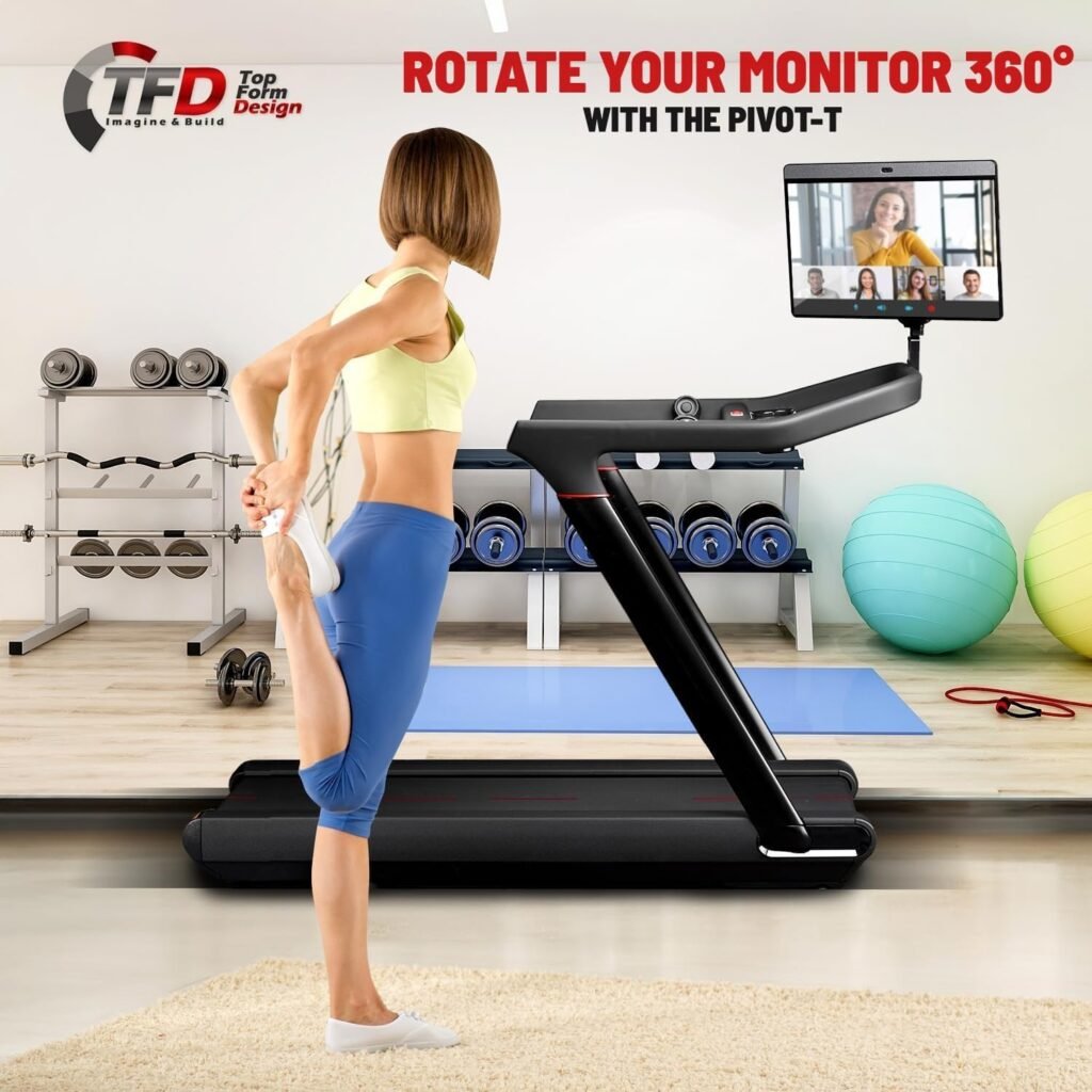 TFD The Pivot-T Compatible with Peloton Tread - Rotate Your Monitor 360° w/The Ultimate Peloton Swivel Mount - Made w/Hard Anodized Materials for Your Peloton Treadmill - Peloton Accessories