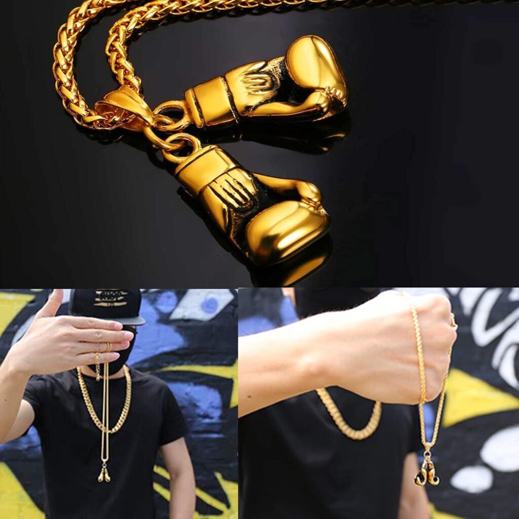 U7 Men Women Fitness Dumbbell Necklace Stainless Steel Weight Plate Barbell Chain Pendant Necklace,Chain 22+2 Extender, with Gift Box