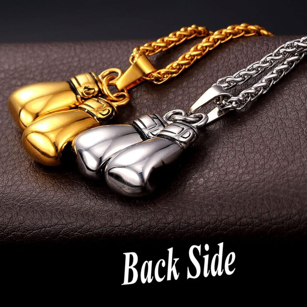 U7 Men Women Fitness Dumbbell Necklace Stainless Steel Weight Plate Barbell Chain Pendant Necklace,Chain 22+2 Extender, with Gift Box