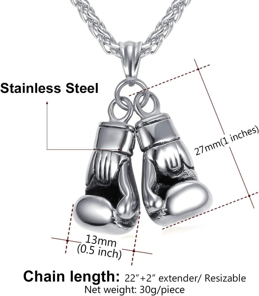 U7 Men Women Fitness Dumbbell Necklace Stainless Steel Weight Plate Barbell Chain Pendant Necklace,Chain 22+2 Extender, with Gift Box