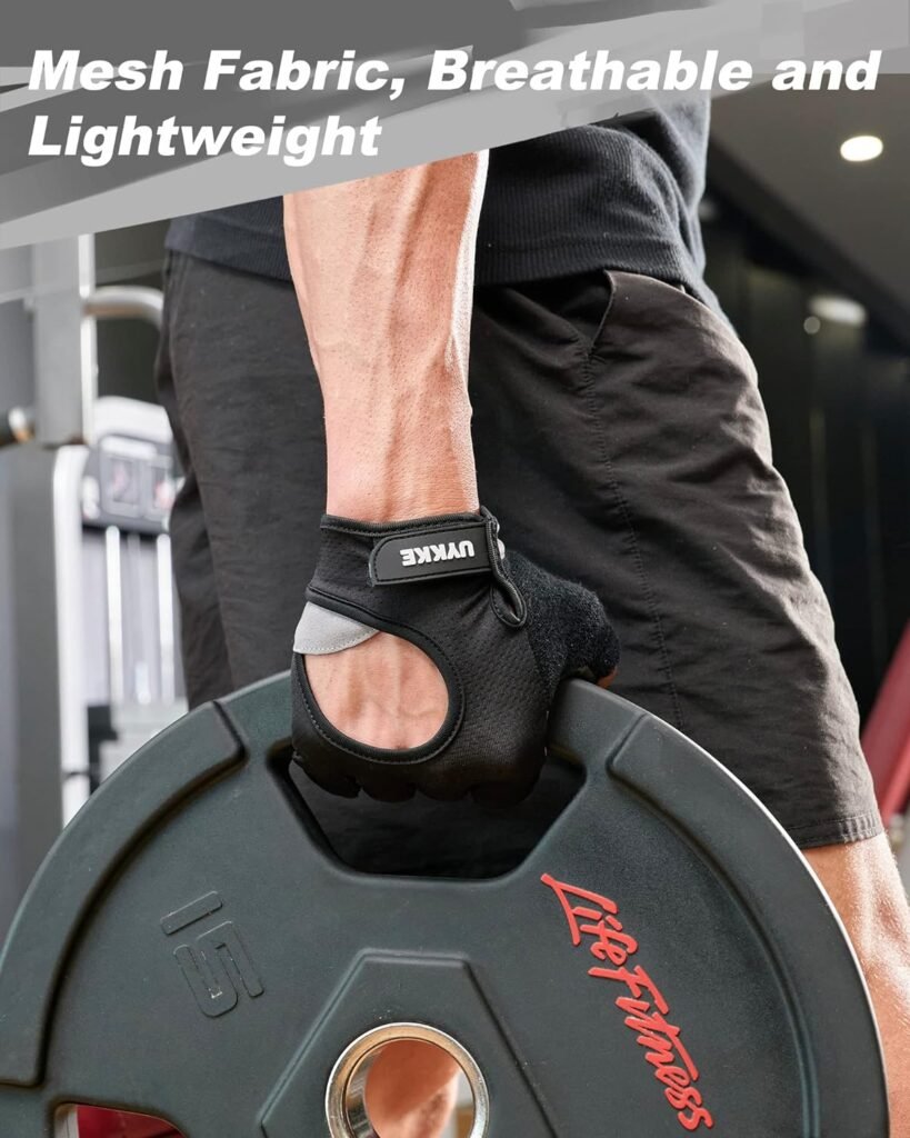 UYKKE Workout Gloves for Men and Women, Exercise Gloves for Weight Lifting, Cycling, Gym, Training, Breathable and Snug Fit
