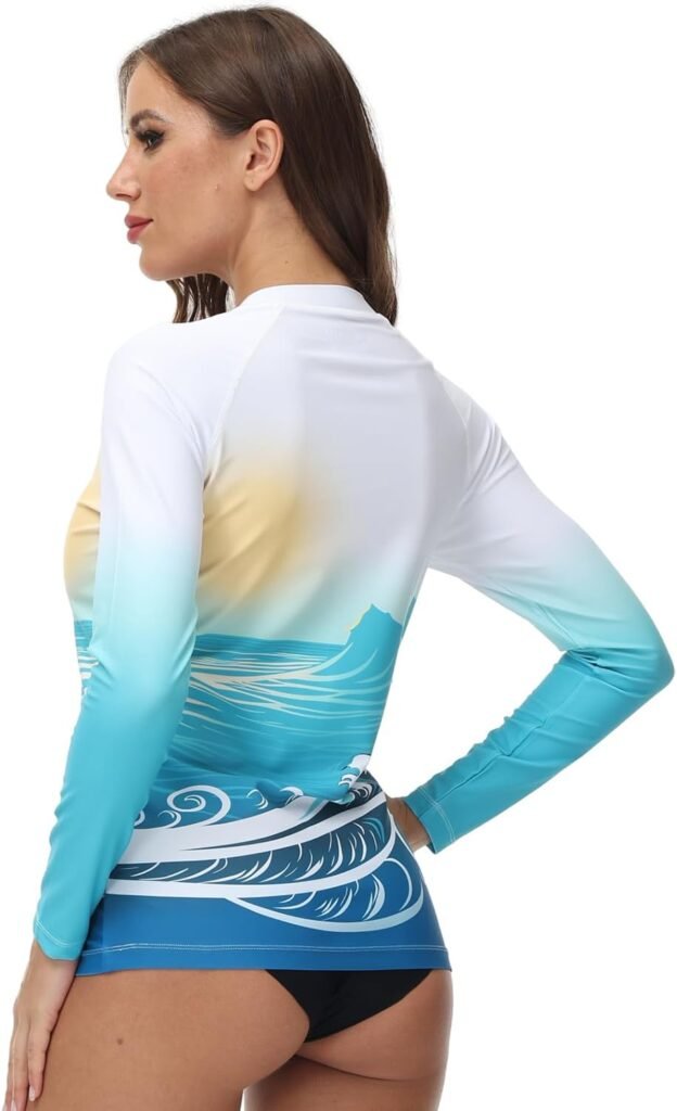 VAYAGER Womens Rash Guard UV Protection Long Sleeve Swim Shirts Quick Dry UPF 50+ Water Beach Surfing Swimming Tops