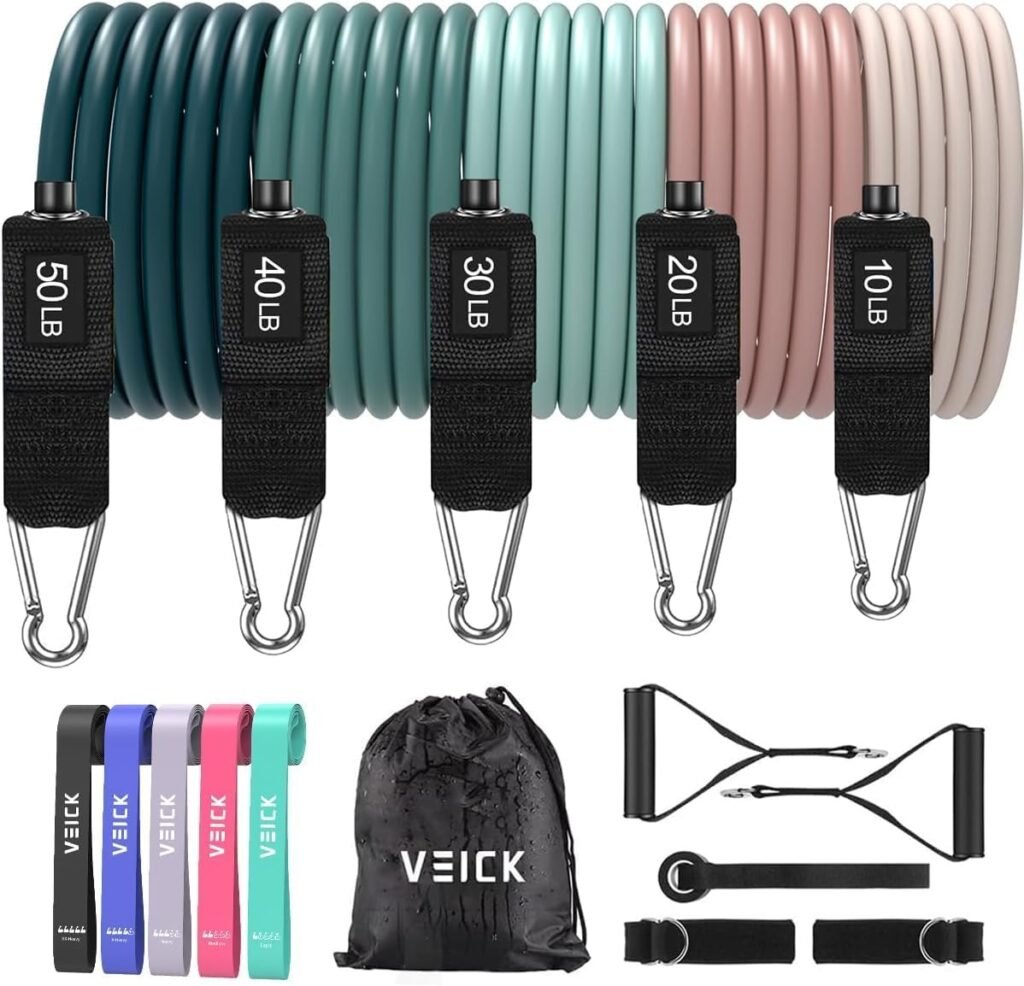 VEICK Resistance Bands, Exercise Bands, Workout Bands, Resistance Bands for Working Out with Handles for Men and Women, Exercising Bands for Strength Training Equipment at Home