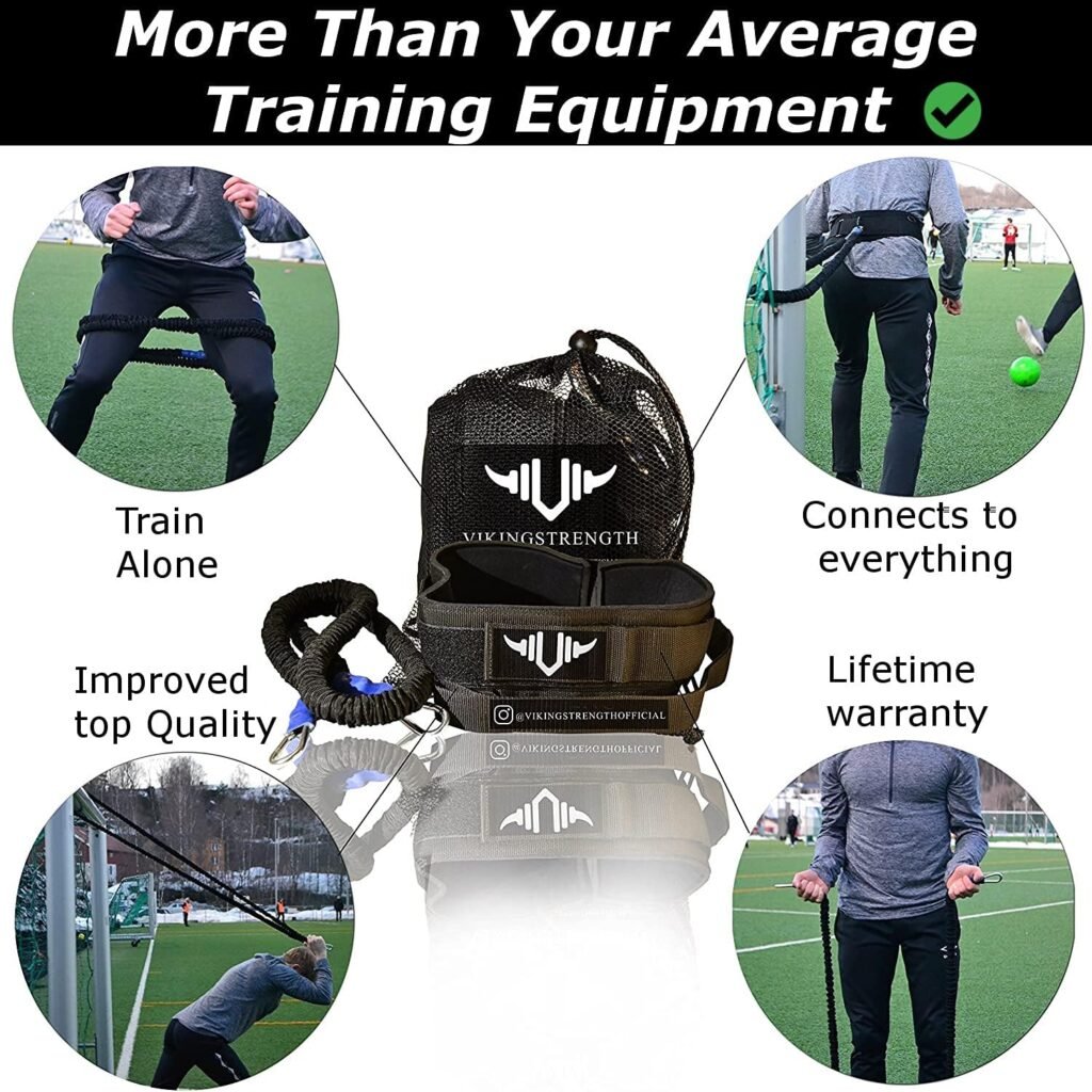 Vikingstrength - 360° Resistance Running Training Bungee Band (Waist) for Speed, Fitness Agility, Speed Strength – Gym Equipment for Football, Basketball, Solo or Partner + V-Strength Workout App