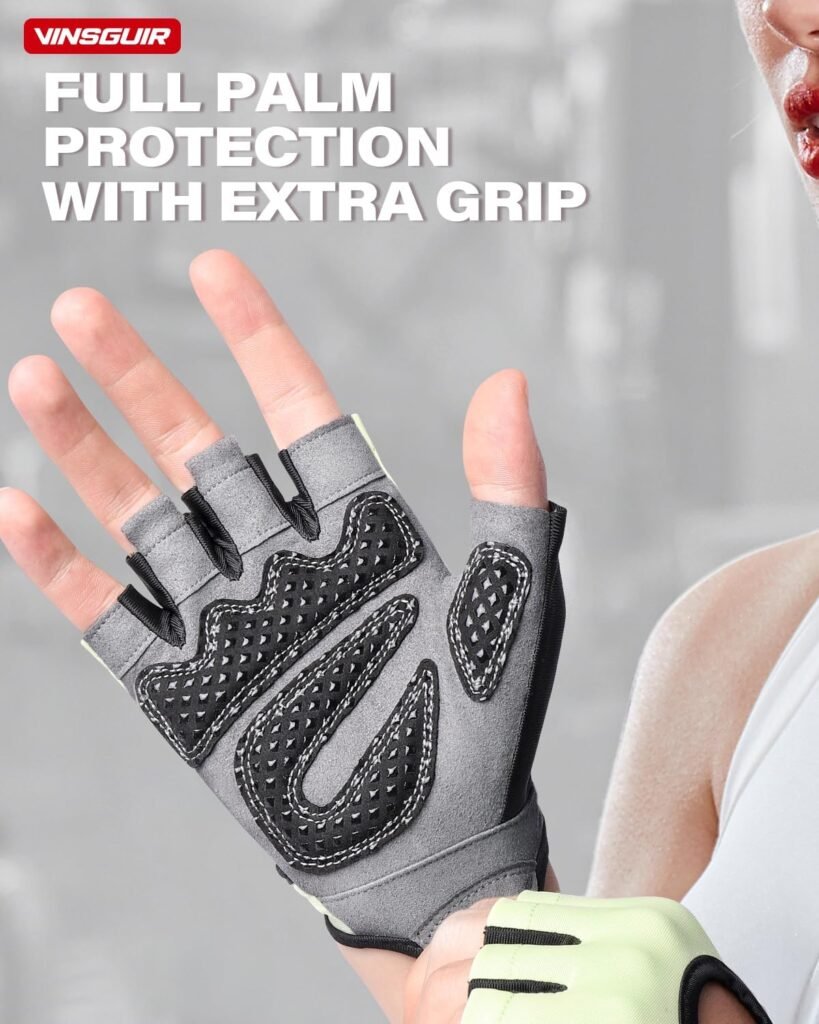 VINSGUIR Workout Gloves for Men and Women, Weight Lifting Gloves with Excellent Grip, Lightweight Gym Gloves for Weightlifting, Cycling, Exercise, Training, Pull ups, Fitness, Climbing and Rowing