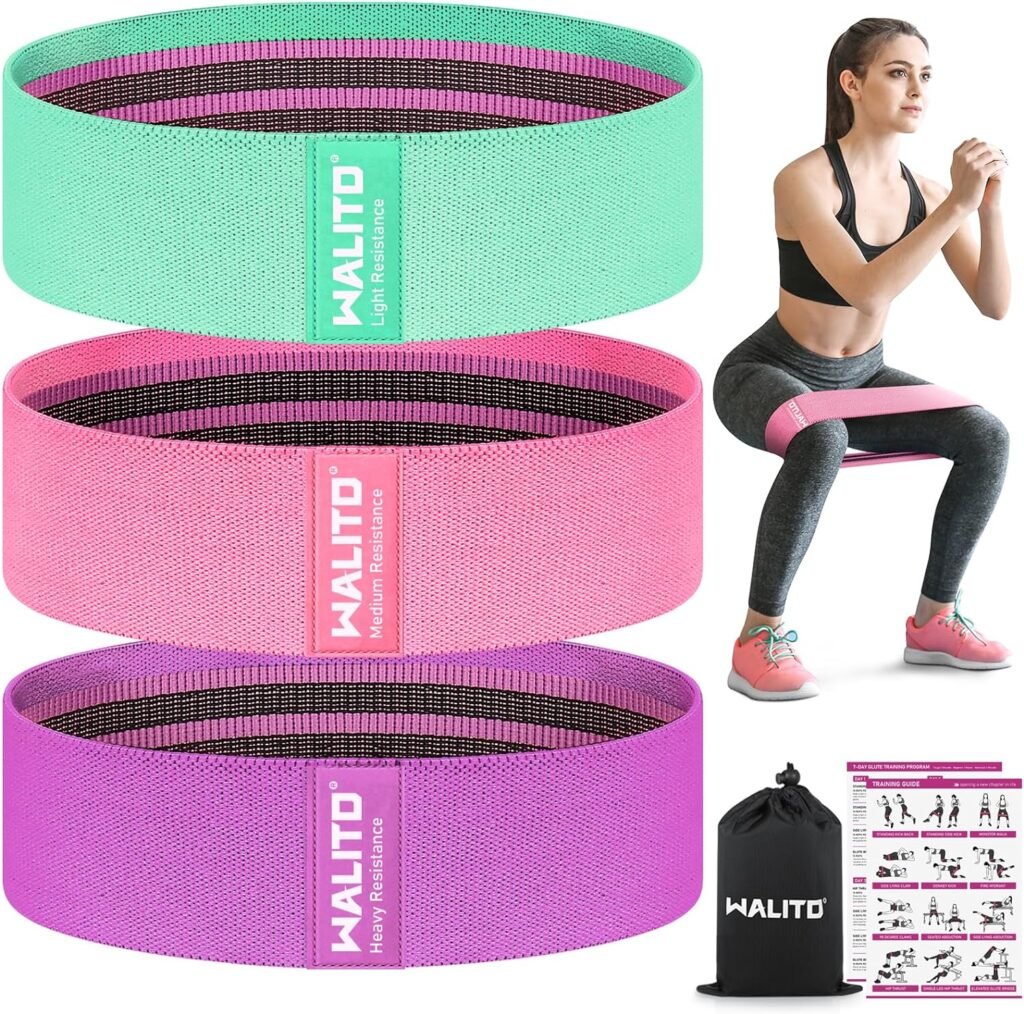 WALITO Resistance Bands for Legs and Butt, Fabric Exercise Loop Bands Yoga, Pilates, Rehab, Fitness and Home Workout, Strength Bands for Booty