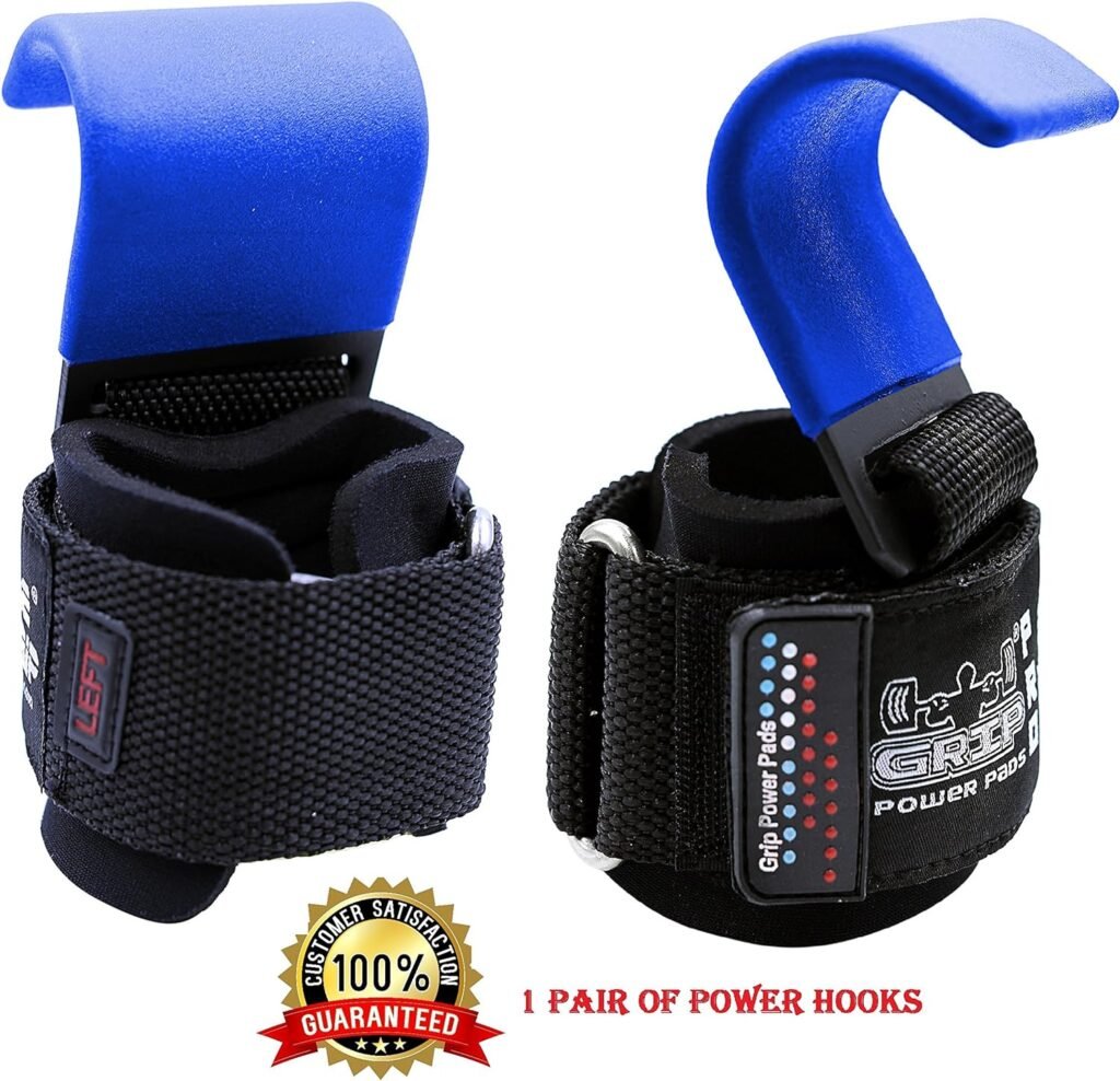 Weight Lifting Hooks Heavy Duty Lifting Wrist Straps Pull Ups Deadlift Straps Power Lifting Grips Padded Workout Straps for Weightlifting Gym Gloves for Men  Women Premium Workout Equipment