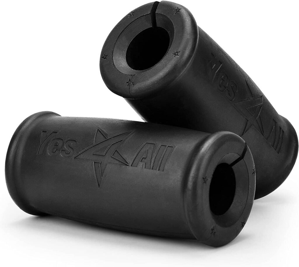 Yes4All Thick Dumbbell Handles Grips, Firm Rubber Barbell Grips, Great for Increasing Forearm Strength, Weightlifting, Muscle Building, Cable Attachments