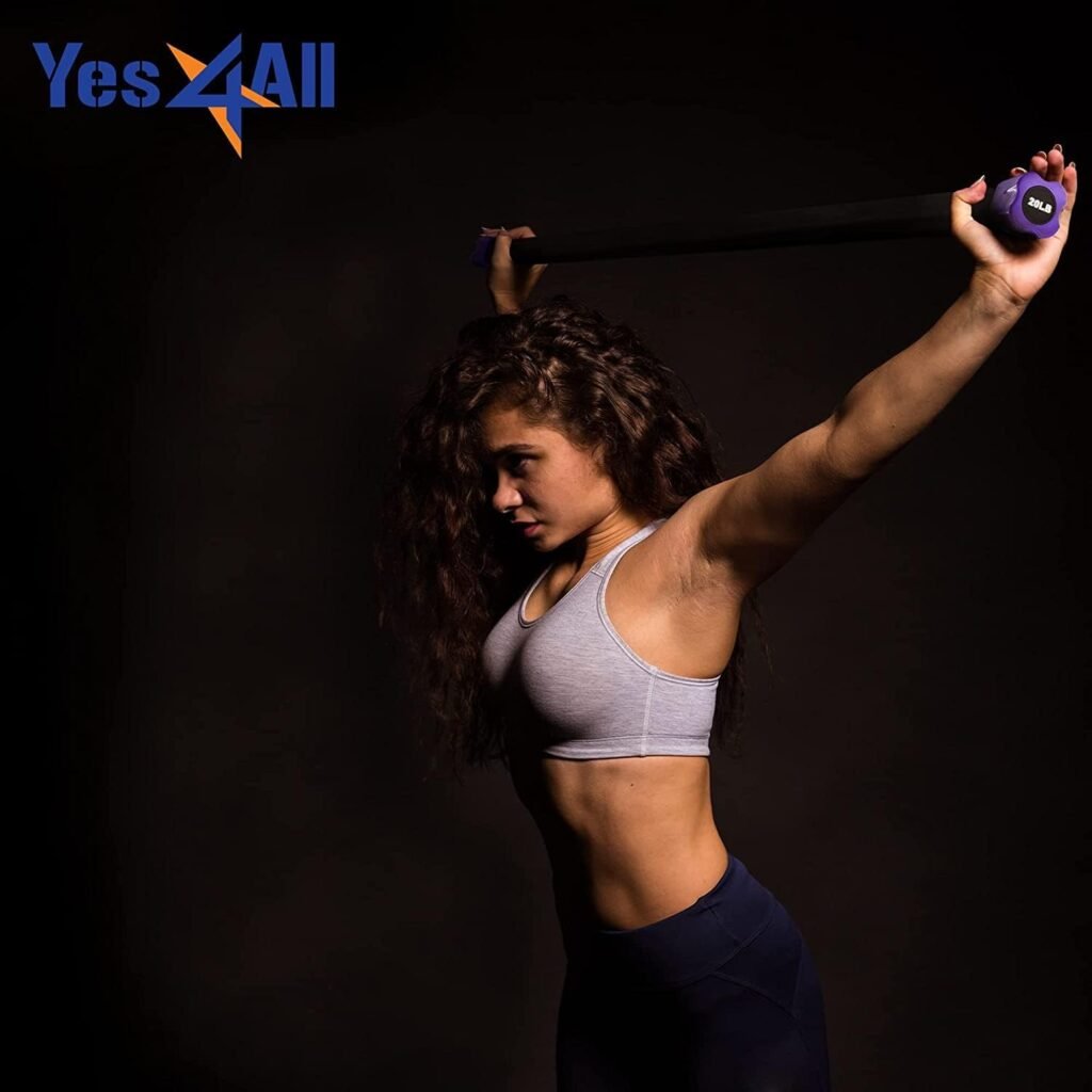 Yes4All Total Body Workout Weighted Bar, Resistance Band Bar, Weighted Bar Racks, Body Exercise Bar for Yoga, Strength Training in Home and Gym Single/Combo