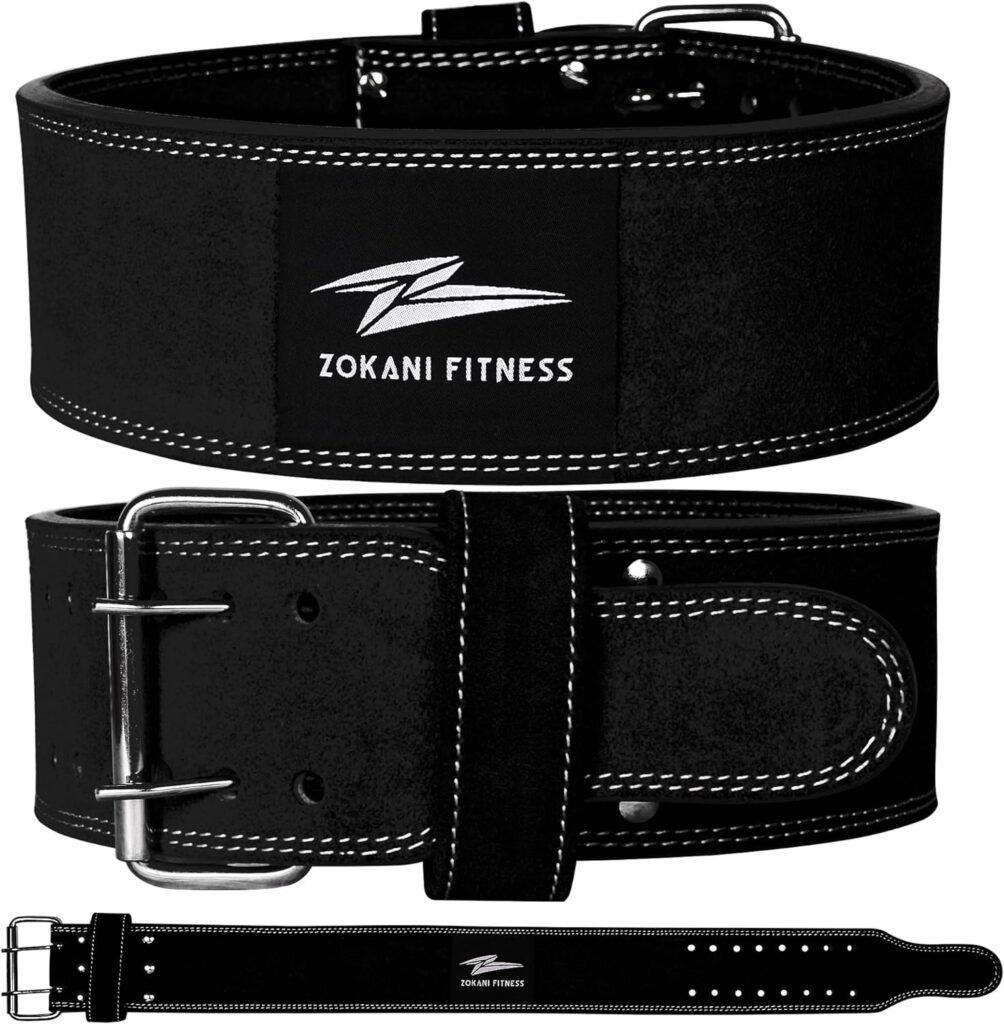 Zokani 10mm Weight Lifting Belt for Women  Men Leather Double Prong Powerlifting Belt weightlifting belt for Gym Workout Squats  Deadlifting Help to Increase Your Training Strength