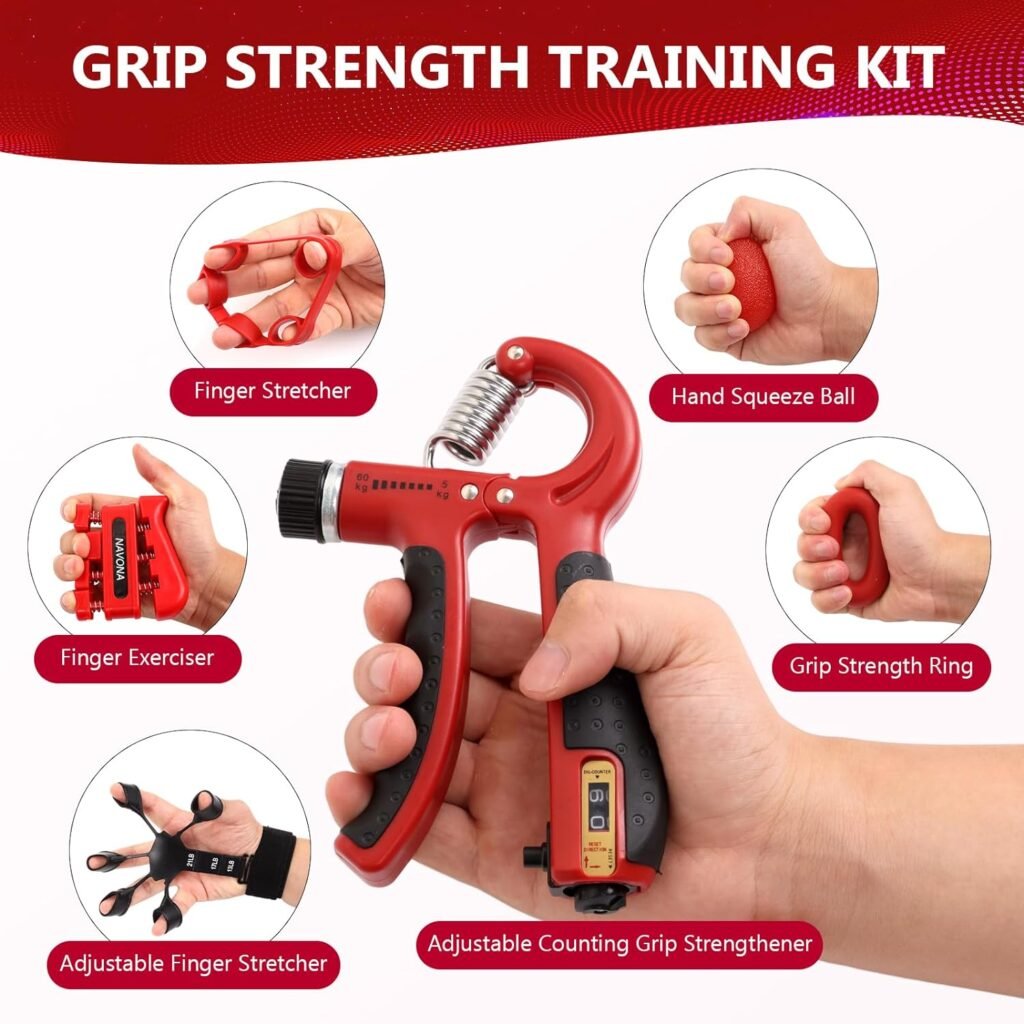 11/13 PCS Hand Grip and Forearm Strengthener kit, Adjustable Hand Exerciser and Finger Stretcher, Finger strengthener, Finger exerciser,Stress Ball,Grip Ring for Muscle Building, Recover Hand Injure