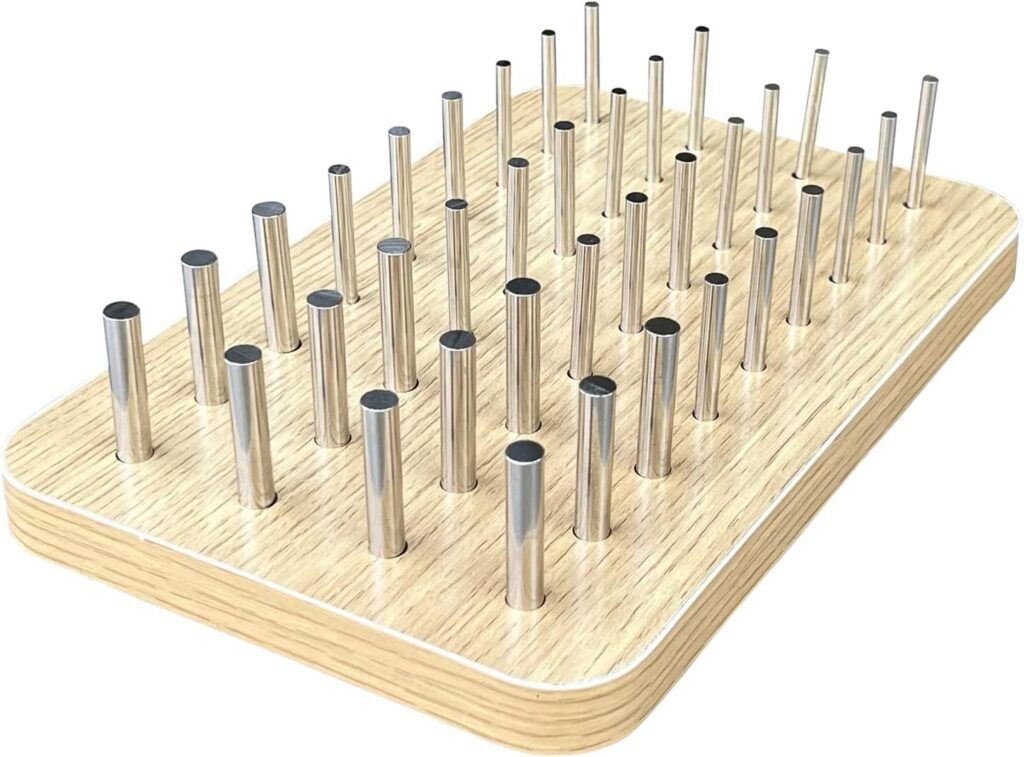 36-Hole Wooden Pegboard for Finger Dexterity, Hand Therapy Peg Board with 3 Different Diameters Round Pegs to Improve Fine Motor Coordination  Sensory Rehabilitation, Comes with 4mm/6mm/8mm Pegs