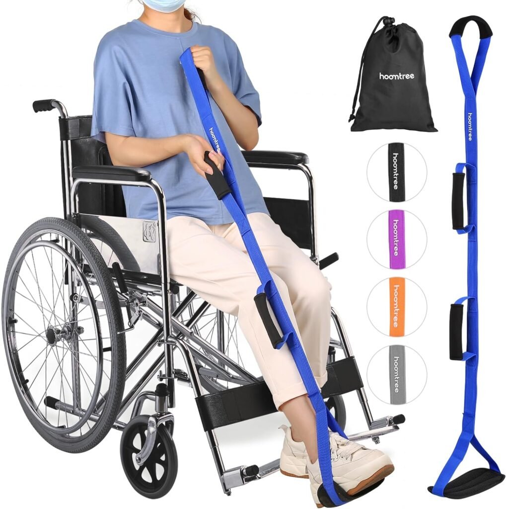 39 Inch Long Leg Lifter Strap with Padded Handgrips and Foot Loop,Rigid Leg Lifter HipKnee Replacement Surgery Recovery Kit,Mobility Aids Tool Foot Lifter Easily Get in and Out of Bed,Car,Wheelchair