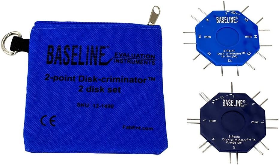 Baseline 2-Point Discrim-A-Gon 2 Disc Set for Sensory Evaluation, Physical Therapy, Rehabilitation, Recovery Professional Evaluation with Plastic Tips 4-Pack (8 Wheels)